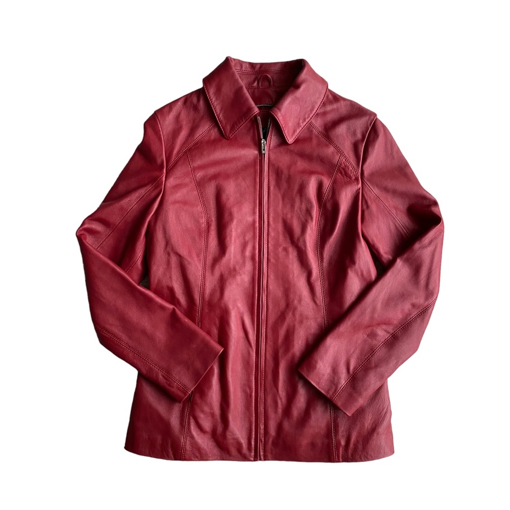 Red leather jacket 100% leather